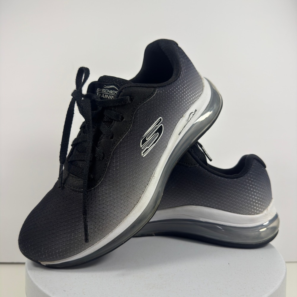Skechers Skech-Air Womens Training Sneakers Black Grey Ombre Mesh Lace Up 7